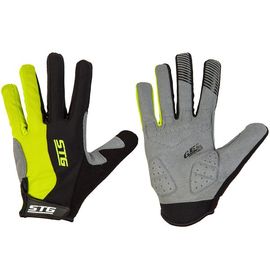 Перчатки STG 806 с длинными пальцами и защитной прокладкой, застежка на липучке (черно/жёлтые), Цвет: Жёлтый, Размер: L