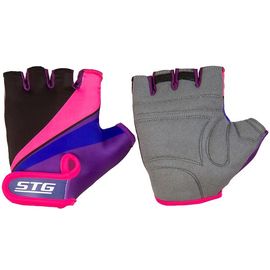 Перчатки STG 909 с защитной прокладкой, застежка на липучке (фиолетовые/черные/розовые), Цвет: Розовый, Размер: S