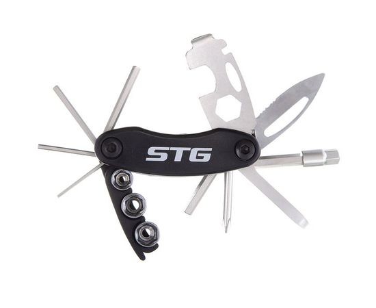 Набор инструментов STG в сумке, модель YC-279DFB-123, ключи + велоаптечка + монтажки (13 инструментов)