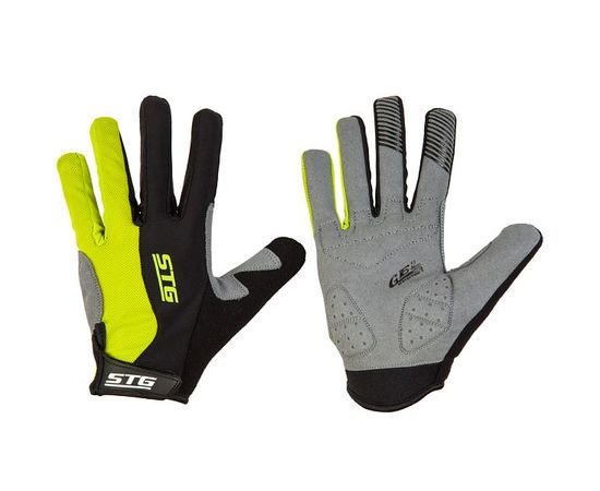 Перчатки STG 806 с длинными пальцами и защитной прокладкой, застежка на липучке (черно/жёлтые), Цвет: Жёлтый, Размер: L