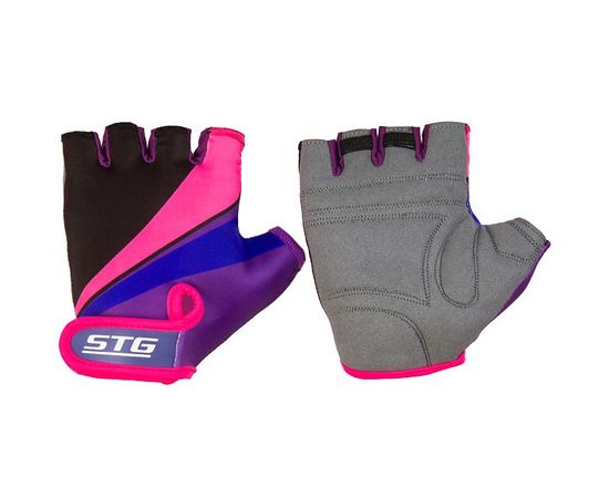 Перчатки STG 909 с защитной прокладкой, застежка на липучке (фиолетовые/черные/розовые), Цвет: Розовый, Размер: S