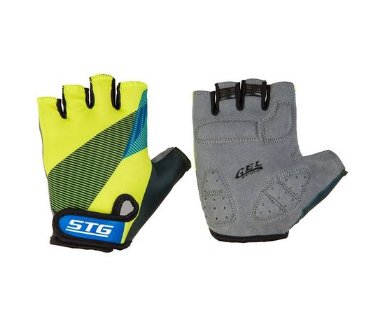 Перчатки STG 910 с защитной прокладкой, застежка на липучке (черн/салат/синие), Цвет: Салатовый, Размер: L