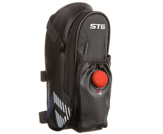 Велосумка STG мод.131396 под седло ,с карманом для фляги, с красным фонарем сзади,1-о отделен