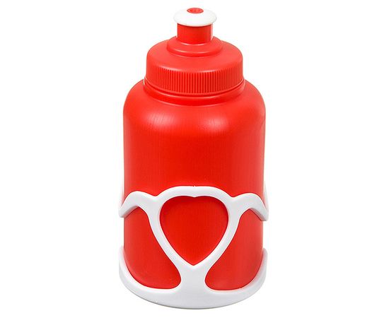 Велофляга STG с флягодержателем (Белый флягодержатель, Оранжевая фляга)., Цвет: Красный, Объём: 350