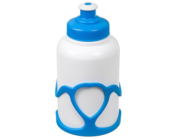 Велофляга STG с флягодержателем детская (Голубой флягодержатель, Белая Фляга)., Цвет: Белый, Объём: 350
