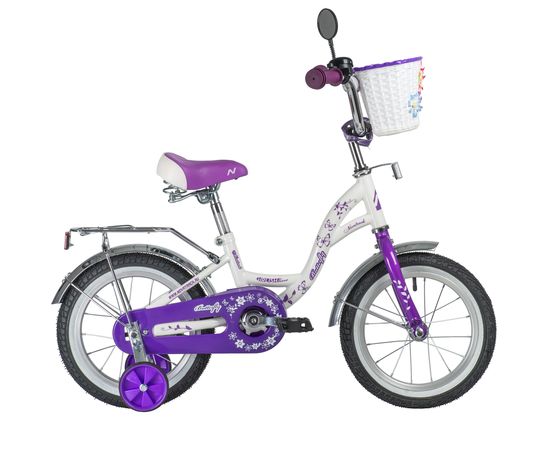 Детский велосипед Novatrack Butterfly 14” (белый-фиолетовый)