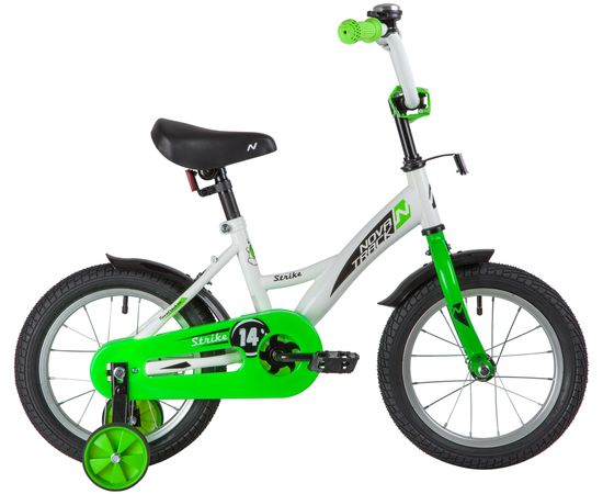 Детский велосипед Novatrack Strike 14” (белый-зелёный), Цвет: Салатовый
