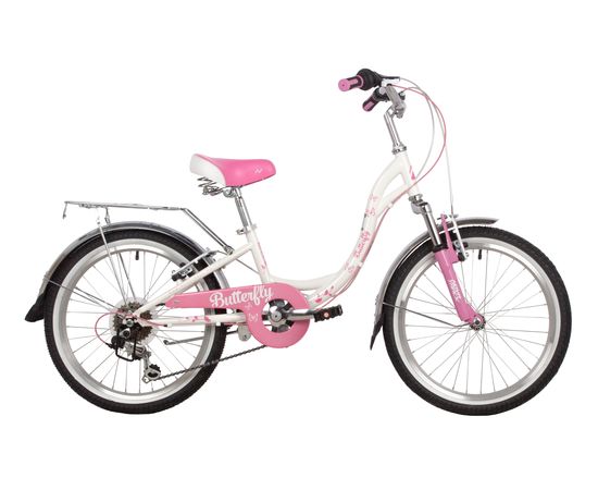 Подростковый велосипед Novatrack Butterfly 6.V 20" new (белый-розовый), Цвет: Розовый