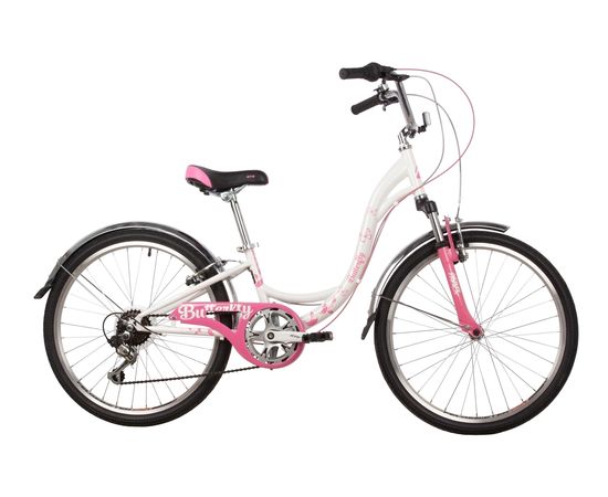 Подростковый велосипед Novatrack Butterfly 24" new (белый-розовый), Цвет: Розовый, Размер рамы: 11"