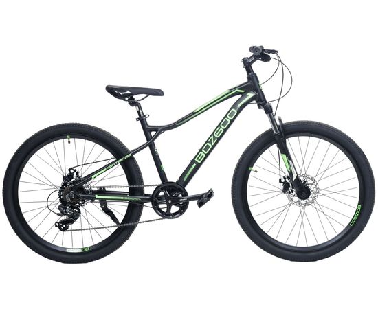 Горный велосипед Bozgoo Fighter 26" (чёрный/зелёный), Цвет: Черный, Размер рамы: 14"